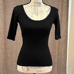 Reformation black scoop neck top
